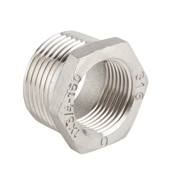 Conexão Bucha De Redução 1/2 Para 1/4 Rosca BSP Inox