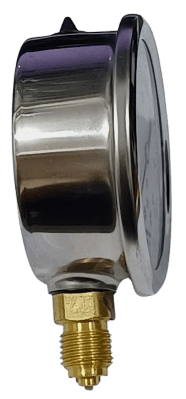 Manômetro DN63 Caixa em Aço Inoxidável com Glicerina Saída Vertical 1/4” BSP de 0 a 25 Bar - MAN-GB-3822025
